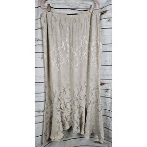 Spencer Alexis Floral Skirt Flounce Ruffled XL Mermaid Midi Beige Gold Fairycore